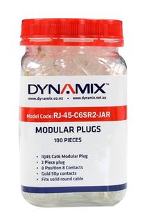 DYNAMIX Cat6 RJ45 Plug 100pc Jar  Model: RJ-45-C6SR2-JAR
