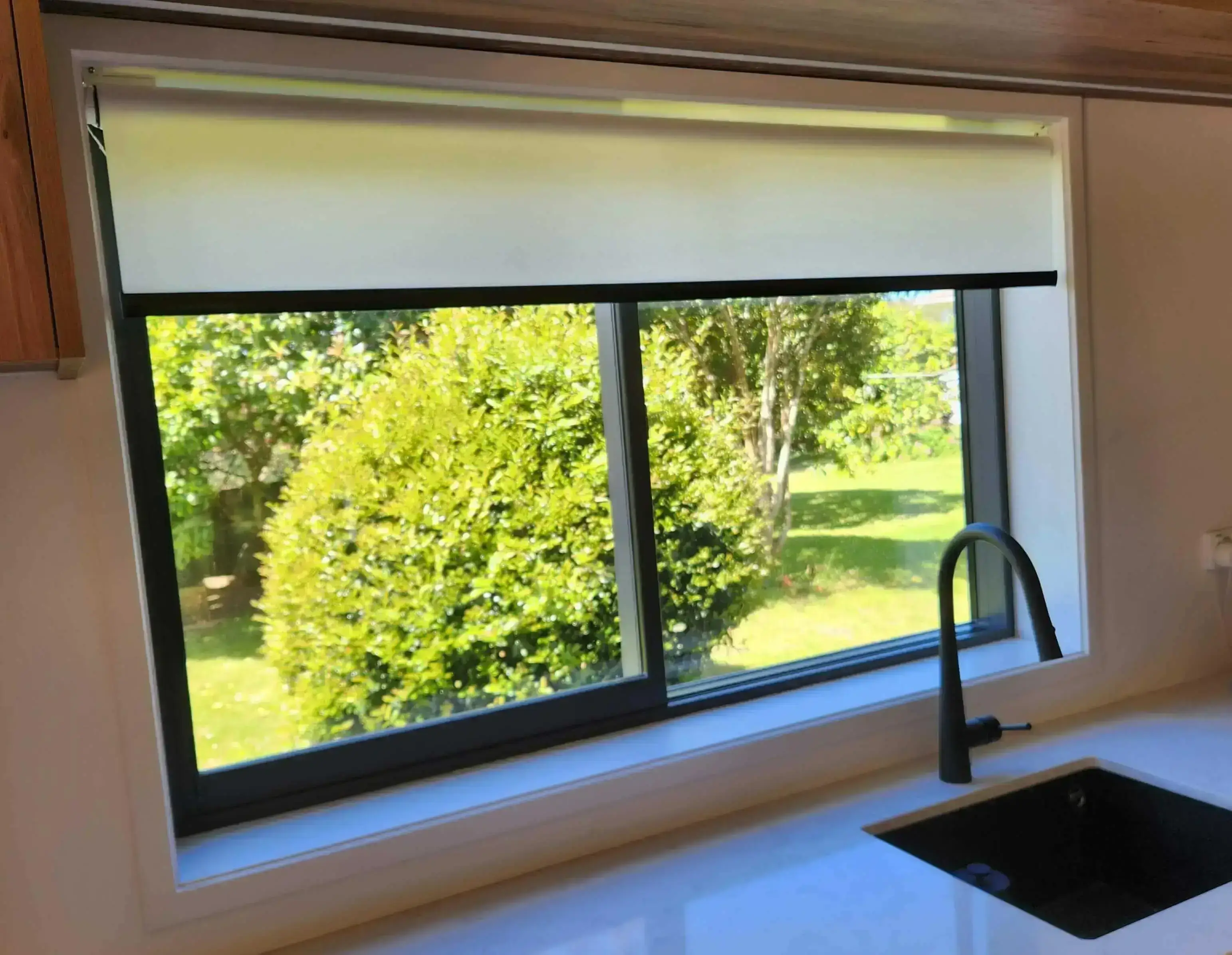 motorised roller blind in kitchen